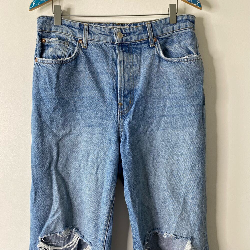 FREE PEOPLE Ranger Ripped Crop Wide Leg Jeans High Waisted Size  31 - Picture 3 of 11